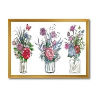 Designart 'transparentne vaze sa buketima divljeg cvijeća I' seoska kuća uokvirena umjetnička štampa
