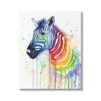 Stupell Industries šarena boja kap po kap Rainbow Zebra prugasti uzorak platneni zid Art, 48, dizajn Olga