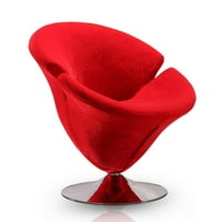 Manhattan Comfort Tulip Crvena i polirana hrom baršun okretna stolica