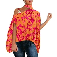 Savings Womens Summer Tops grafički Print Off Shoulder Casual Comfy pulover Tops half Batwing Sleeve Teen