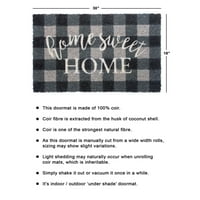 Rugarski sivi stroj Tufted Home Sweet Home Plaid Doormat, 18 30