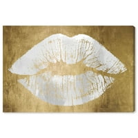 Wynwood Studio modni i Glam zidni umjetnički platneni otisci 'Solid Kiss Egyptian Gold' usne - zlato,