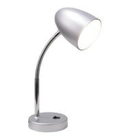 LED stolna lampa za oslonce, fleksibilni metalni guski vrat, srebrni