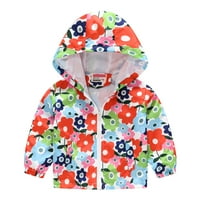 Toddler Slatka Jakna Zipper Coat Baby Boys Djeca Kapuljačom Vjetrootporni Grils Print Jesen Boys Coat