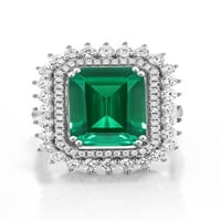Gem Stone King Sterling Silver Zeleni Simulirani Smaragdni Zaručnički Prsten Za Žene