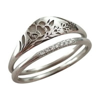 Huachen Wedding Band u titanijumskim prstenom za vjenčani prsten za angažman prsten srebro 5