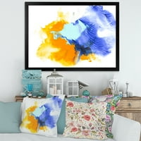Designart' Sažetak narandžasti i Plavi oblaci ' moderni uokvireni umjetnički Print