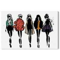 Wynwood Studio Canvas Girl Line Up Rainbow Fashion i Glam Runway Wall Art Canvas Print Black 30x20