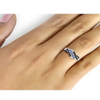 JewelersClub Tanzanite Prsten Birthstone Nakit-0. Karat Tanzanit 0. Srebrni prsten nakit sa crnim dijamantskim