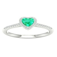 Imperial dragi kamen 10k Bijelo zlato srce rezano smaragd CT TW dijamant Halo ženski prsten