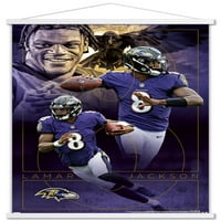 Baltimore Ravens - Lamar Jackson zidni poster sa drvenim magnetskim okvirom, 22.375 34