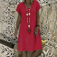 Sterean Maxi haljine za žene Ženska ljetna labava puna boja kratkih rukava s kratkim rukavima, a-line