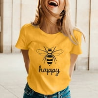 U Womens Proljeće Ljeto Pčele Štampani Kratki Rukav O Vrat T Shirt Top M