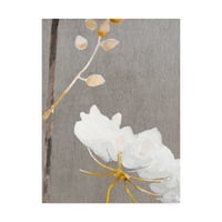 Zaštitni znak likovne umjetnosti 'bijeli cvijet na srednje sivoj' platno Art by India & Purry