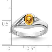 Primalni zlatni karatski bijeli zlato 6x ovalni citrinski i dijamantni prsten
