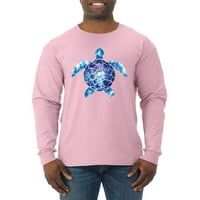 Morska Kornjača Tie Dye Art Animal Lover Muška Košulja Sa Dugim Rukavima, Mornarica, Srednja