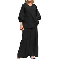 Homenesgenics Dressy bluze za žene žensko letnje odelo Moda jednobojne pantalone sa dugim rukavima Casual