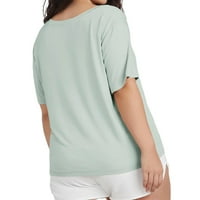 Žene Plus Size majice Casual Plain V izrez Mint zelena 3xl