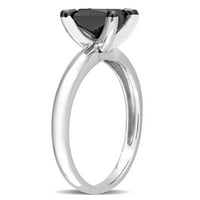 Carat T. W. Crni Dijamant 14kt kvadrat od bijelog zlata Crni Rodijumski pasijans zaručnički prsten