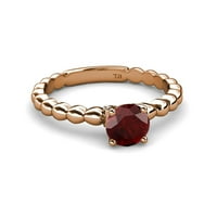 Crveni Granat I Dijamantski Pasijans Plus Zaručnički Prsten Sa Mjehurićima 1. ct TW u 14k ružičastom zlatu