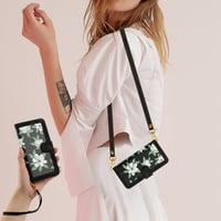 DTECCK za iPhone Pro Crossbody Wallet za žene sa držačima za kreditne kartice, cvjetni uzorak Flip PU kožni udarac udarnom zaštitnom poklopcem s remen za zglobove, crna