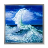 Talasi Razbijaju Tokom Divlje Plave Okeanske Plime Uokvirena Slika Na Platnu Art Print