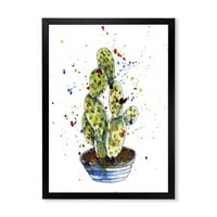 Designart' Abstract Cactus Houseplant ' Tradicionalni Uokvireni Umjetnički Print