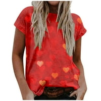 Knosfe ženski dan zaljubljenih posada vrat Tee Casual Loose-Fit T-Shirt kratki rukav Tops XL