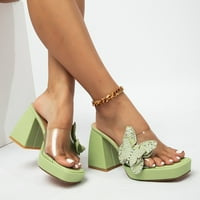 Sandale Ženske pete Klinovima Debele papuče visoke pete Prozirne leptirske sandale visoke pete za rezanje