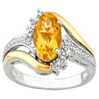 Sjajni fini nakit originalni citrinski dijamantni naglasak u srebru i 10k žuto zlato