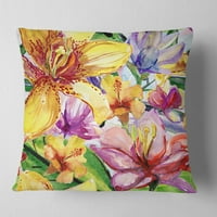 Designart Lily Cvijeće Ilustracija umjetnost - Cvjetni jastuk za bacanje - 18x18