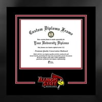 Illinois država Redbirds 10W 8h Duh diploma Manhattan Crni okvir sa Bonus Campusom Lithograf