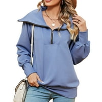 Yubatuo Ženska Moda Dugi rukav sa zatvaračem sa zatvaračem Cape pulover dukserica Top dukserica za žene Blue XL