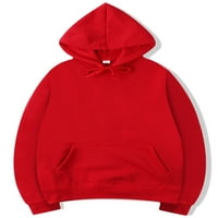 Voguele ženske dukseve džepove dukseva za crtanje kapuljača s kapuljačom svakodnevno trošenje pulover toplo crvene s