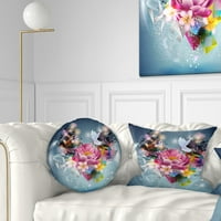 Dizajnerska cvijeća i dove apstraktni dizajn - cvjetni jastuk za bacanje - 12x20