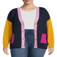 Terra & Sky ženski Plus Veličina dva džepna džempera, srednje težine