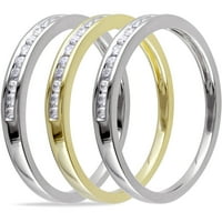 Carat T.W. Diamond 10KT dvotonski zlatni godišnjica godišnjica trodijelni prsten