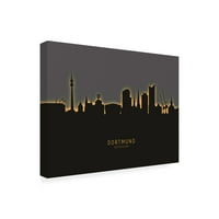 Michael Tompsett 'Dortmund Njemačka Skyline Glow II' platno Art