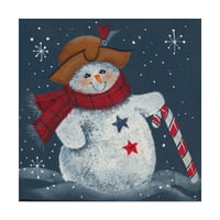 Zaštitni znak likovne umjetnosti' snjegović sa Candy Cane ' platnena umjetnost od Beverly Johnston