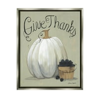 Zahvalite Jesen Bundeva Harvest Holiday Grafička Umjetnost Sjaj Siva Uokvirena Umjetnost Print Zidna Umjetnost