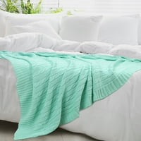 Jedinstvena Povoljna Cijena Pamuk Kablovski Pleteni Pokrivač Za Krevet Svijetlo Zelena 60 78