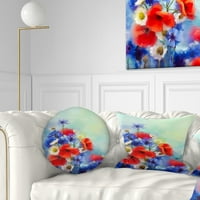 Designart plavi različak i bijela tratinčica - cvjetni jastuk-12x20