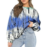 Ženski Casual okrugli vrat s geometrijskim printom Dugi rukav dukserica labava pulover dukserica Top