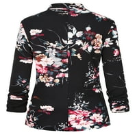 Mintlimit ženski cvjetni rukavac V-izrez V-izrez Blazer džepove dugme dolje odijelo