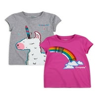 Crayola grafičke majice za malu djecu i djevojčice, 2 pakovanja, veličine 2T-6X