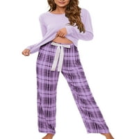 Grianlook dame Sleepwear Plaid noćna odjeća Elastična struka baggy loungewebrowwewwer vrhovi i hlače Žene
