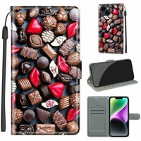 SaniMore novčanik slučaj za iPhone Plus 6.7, PU koža Boja Slika Kickstand zglob traka Magnetic Clasp Cash džepni držači kartica Shockproof Full zaštitni slučaj, čokolade