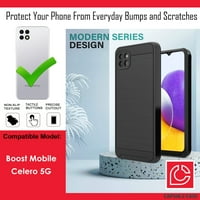 Capsule Case Carbon Case za Boost Mobile Celero 5G [brušena tekstura dizajn za teške uslove rada, zaštita od udaraca, Crna futrola za Celero 5G Prepaid