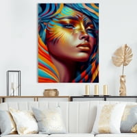 Designart Dynamic Feather Woman Portrait V Canvas Wall Art