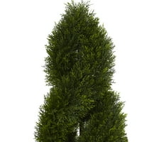 Skoro prirodna 4 'Cypress dvostruka spiralna topina umjetno umjetno drvo u saksija, otporna na UV, zelena